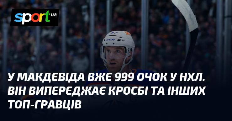 У Макдевіда вже на рахунку 999 балів у НХЛ. Він випереджає Кросбі та інших зірок хокейного світу.